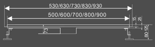 Fala zuhanylefolyó - vékony, 50 CM, fekete