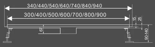 Fala zuhanylefolyó 900 mm Tocantins inox