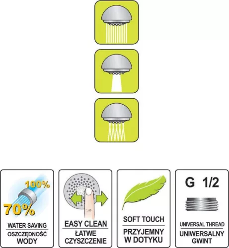 Fala zuhanyfej 3 funkciós kék