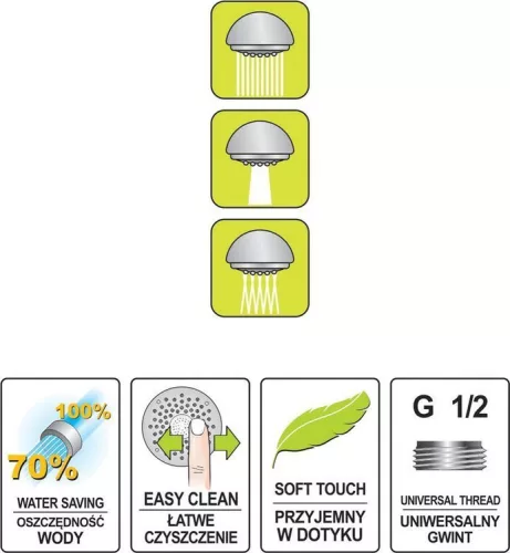 Fala zuhanyfej 3 funkciós lila