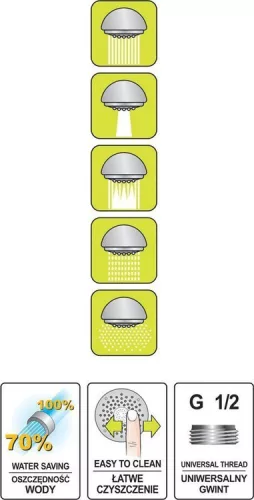 Fala zuhanyfej 5 funkciós