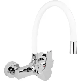 Fala mosogató csaptelep fehér flexibilis csővel - falra szerelhető