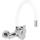 Fala mosogató csaptelep fehér flexibilis csővel - falra szerelhető