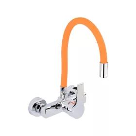 Fala mosogató csaptelep narancs flexibilis csővel - falra szerelhető