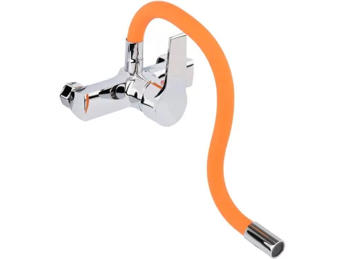 Fala mosogató csaptelep narancs flexibilis csővel - falra szerelhető