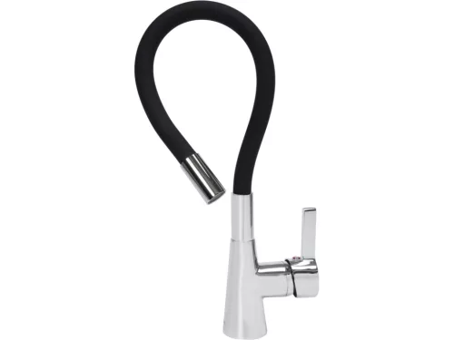 Fala mosogató álló csaptelep fekete flexibilis csővel