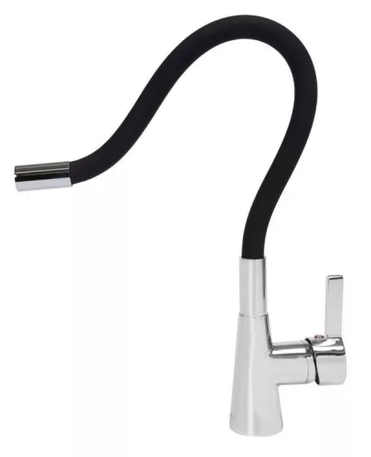 Fala mosogató álló csaptelep fekete flexibilis csővel