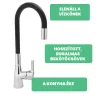 Fala mosogató álló csaptelep fekete flexibilis csővel