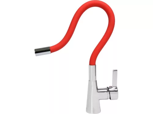 Fala mosogató álló csaptelep piros flexibilis csővel