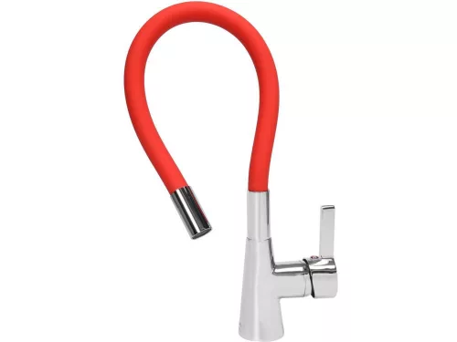 Fala mosogató álló csaptelep piros flexibilis csővel