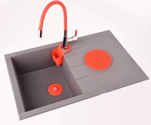 Fala mosogató álló csaptelep piros flexibilis csővel