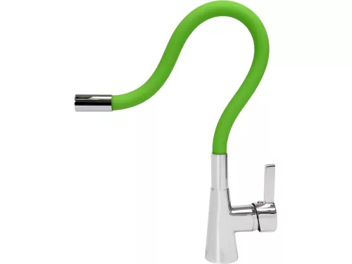 Fala mosogató álló csaptelep zöld flexibilis csővel
