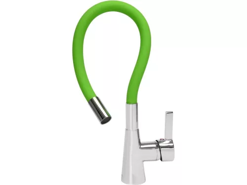 Fala mosogató álló csaptelep zöld flexibilis csővel