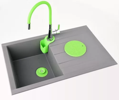 Fala mosogató álló csaptelep zöld flexibilis csővel
