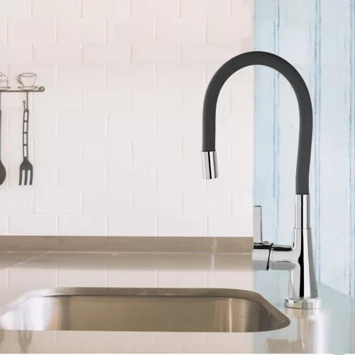 Fala mosogató csaptelep sötétszürke flexibilis csővel