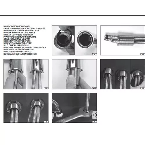 Fala mosogató csaptelep sötétszürke flexibilis csővel