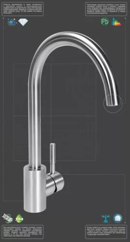 Fala mosogató csaptelep inox Steely 1