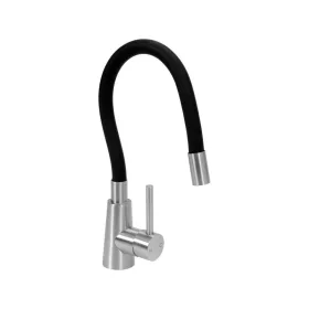 Fala mosogató csaptelep flexibilis csővel, fekete-rozsdamentes acél