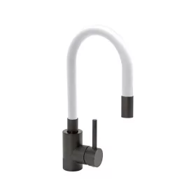 Fala mosogató csaptelep flexibilis csővel, fekete-fehér