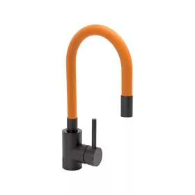 Fala mosogató csaptelep flexibilis csővel, fekete-narancs