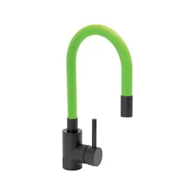 Fala mosogató csaptelep flexibilis csővel, fekete-zöld