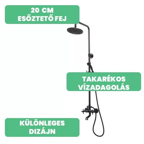 Fala zuhanyoszlop Retro Black 1