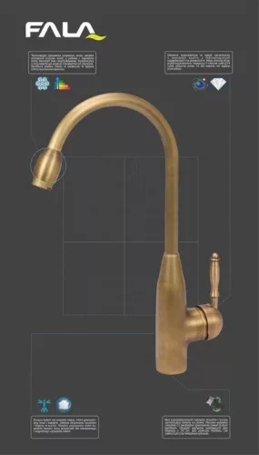 Fala mosogató csaptelep Retro Bronze 1