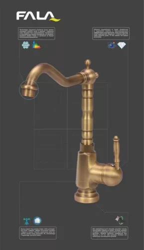 Fala mosogató csaptelep Retro Bronze 3