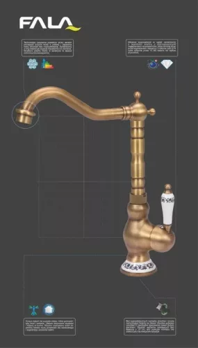 Fala mosogató csaptelep Retro Bronze 4