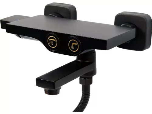 Fala kádtöltő csaptelep NOIR 2 zuhanycsővel és zuhanyfejjel