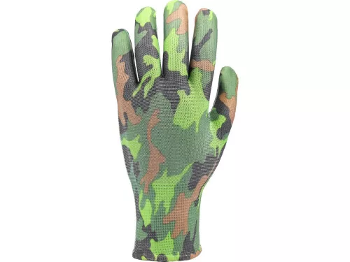 Flo kertészkesztyű zöld terepmintával 8-as