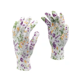 Flo kertészkesztyű fehér virágmintával 8-as