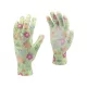 Flo kertészkesztyű zöld virágmintával 8-as, PU bevonattal.