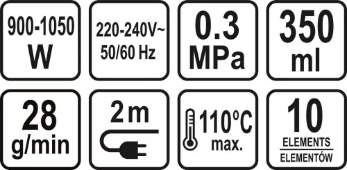 Lund gőztisztító 900-1050W, 10 cserélhető fejjel