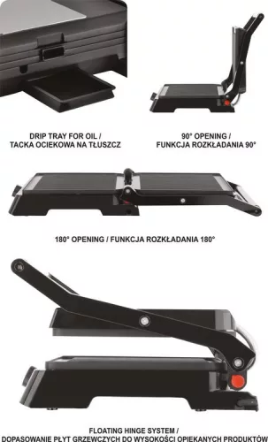 Lund kontakt grill, 29x23cm - 2000W