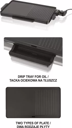 Lund asztali grill, 47x27cm - 2000W