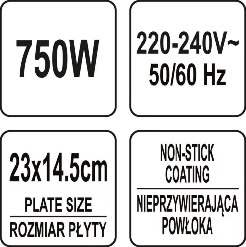 Lund melegszendvics sütő panini készítéshez, 23x14,5cm - 750W