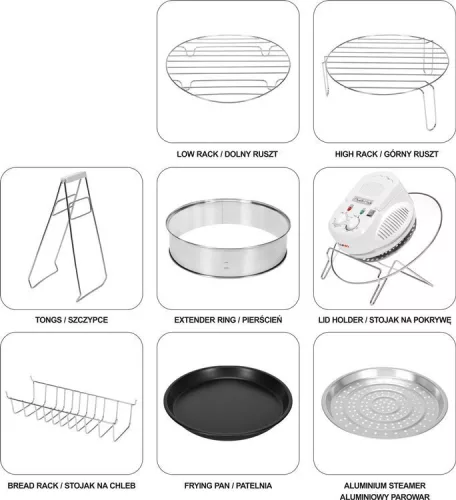 Lund halogén forrólevegős fritőz, 17L - fehér