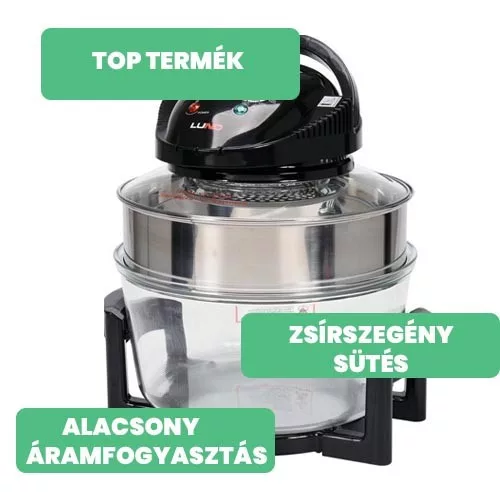 Lund halogén forrólevegős fritőz, 17L - fekete