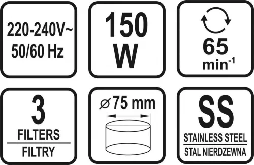 Lund gyümölcsprés, fekete - 150W