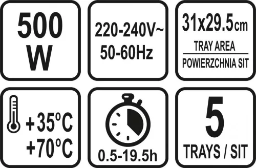 Lund aszalógép öt tálcával, időzítővel -500W