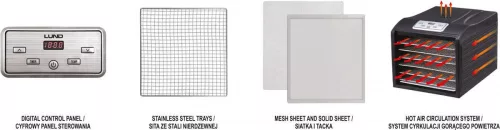 Lund aszalógép hat tálcával - 500W