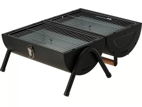 Lund szénfűtésű hordozható grillsütő, 2 db rács, 34x21 cm
