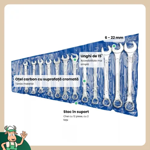 Csillag-villáskulcs készlet 6-22 mm 12 részes tartóban