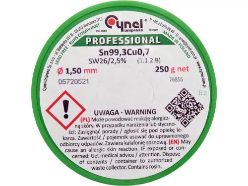 Ólommentes forrasztóanyag 1,5 mm 250 g