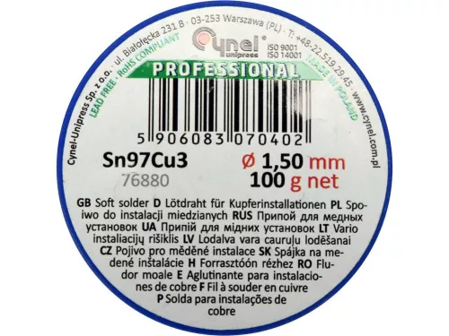 Forrasztóón 1,5 mm 100 g