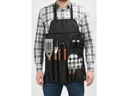 grill kötény eszközökkel, 8 részes