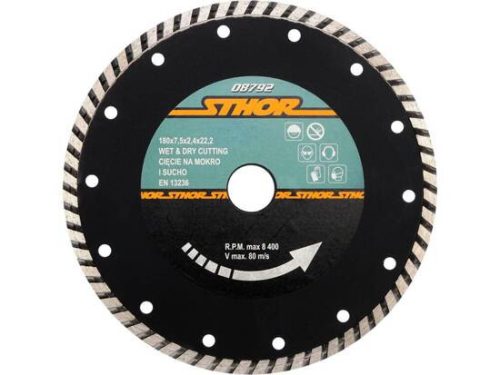 Sthor Gyémánt vágókorong, turbo 180x7,5x2,4x22,2x1,6 mm