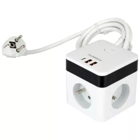 Sthor hosszabbító elosztó fahatású, USB-s 3G Z/U 1,5 m