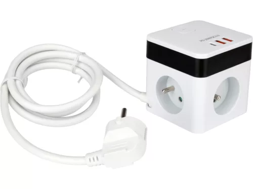 Sthor hosszabbító elosztó fahatású, USB-s 3G Z/U 1,5 m